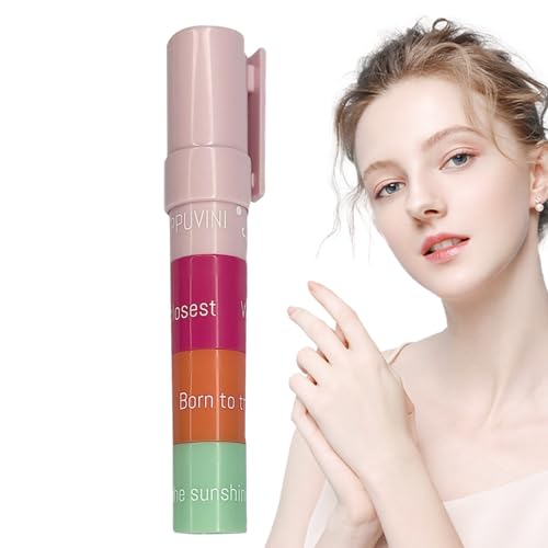 Conjunto de bálsamo labial: bálsamo labial hidratante | 4 colores Tinted Lip Balm Stick | Acabado de brillo natural, lápiz a prueba de manchas, accesorios para el cuidado de la piel para viajes