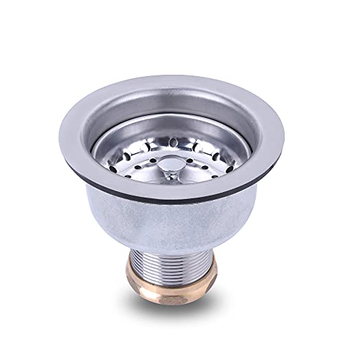 VARNAHOME 3-1/2 Deep Cup Kitchen Sink Drain Assembly, 304 Stainless Steel Construction With Fixed Post Basket and Long Extended Shank/CAS Approved