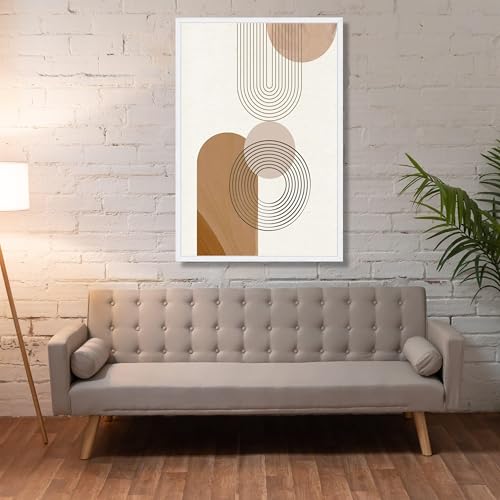 Toile abstraite géométrique 80x110cm nature avec cadre