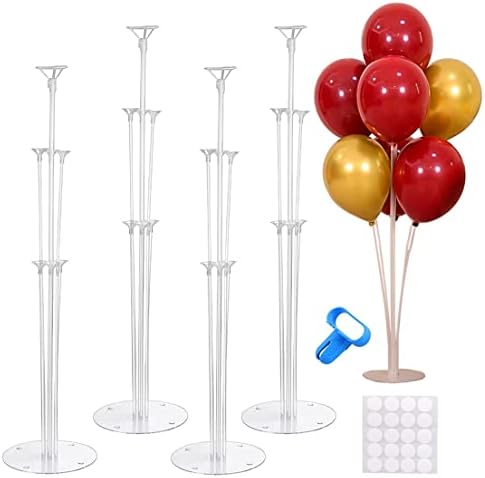 4 Sets of Balloon Table Stand Kit, Reusable Clear Table Balloon Centerpiece Stand Table Desktop Holder for for Birthday Wedding Party Festival Event Balloon Decorations