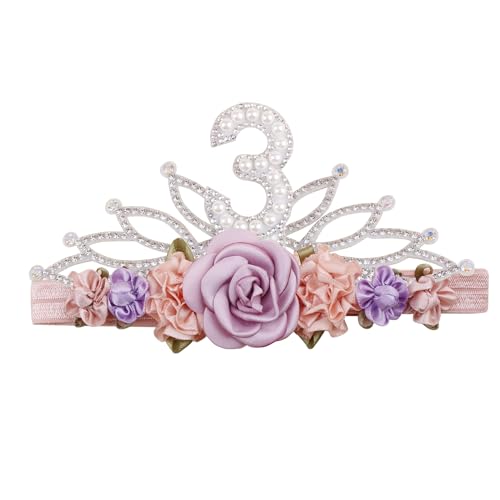 cherrboll Bandeau floral anniversaire pour fille, serre-tête 1-3 ans, accessoire cheveux