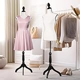 Female Dress Form Mannequin Adjustable Height Black Tripod Stand for Woman Body Torso Dress Jewelry Display, Cream