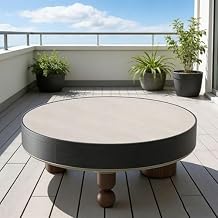 35" Round Coffee Tables, White Center Table with Hidden Drawer, Sliding Drawer, MDF Wood Veneer, for Living Room, Apartment, Small Space