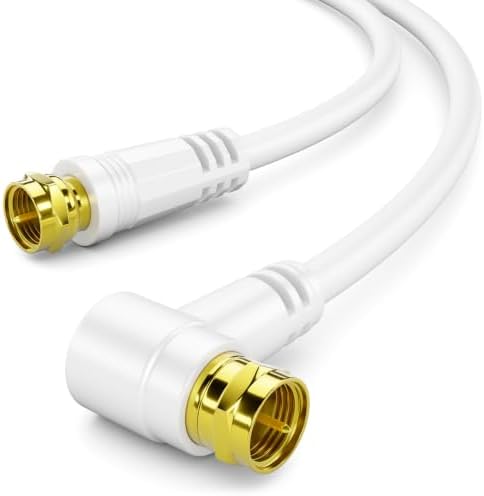 deleyCON 3,0m SAT TV Antennenkabel Winkel Koaxial Kabel F-Stecker HDTV 4K | 3-fach Schirmung, Winkel auf Gerade, DVB-S, DVB-S2, Radio DAB, DVB-T2 - Weiß
