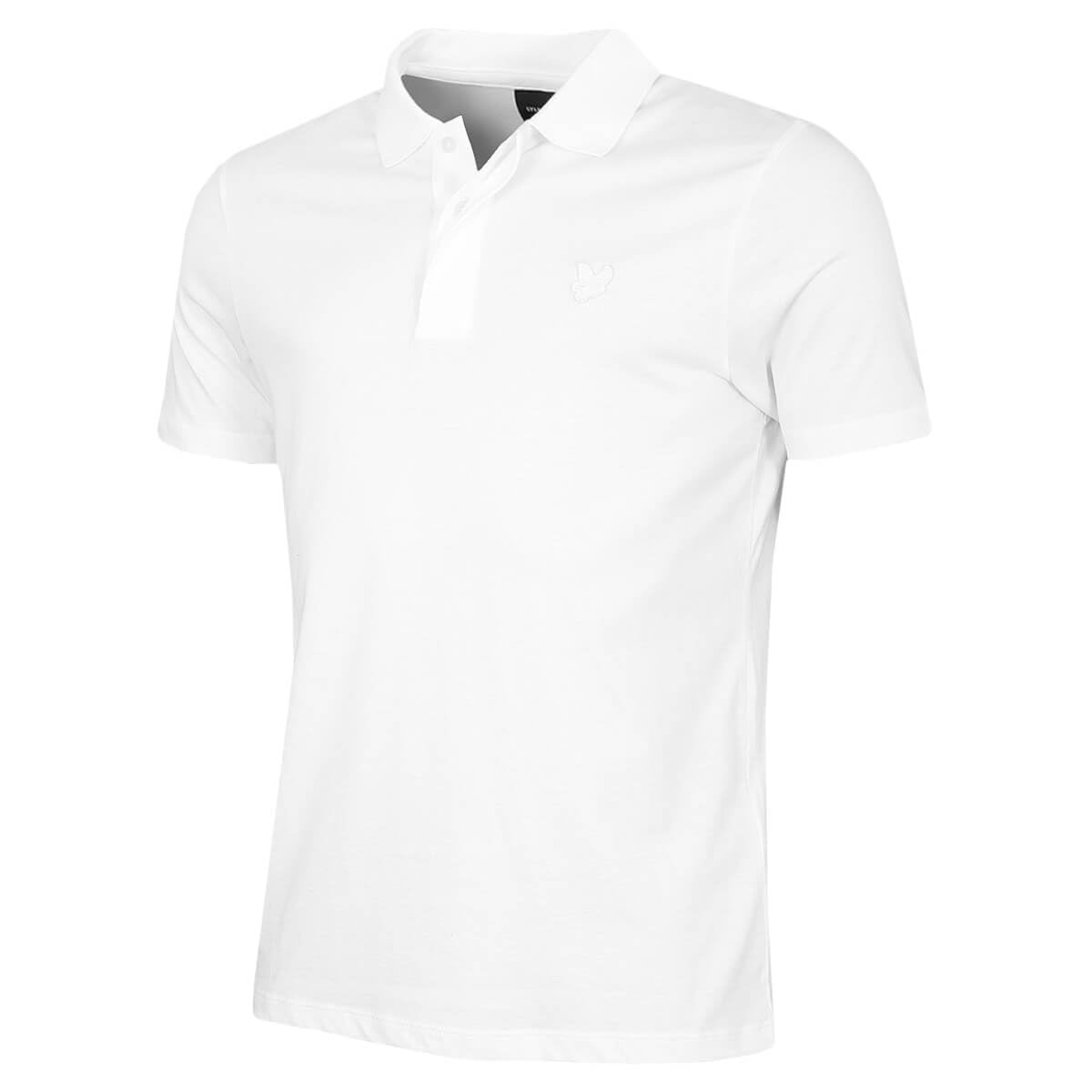 Lyle & Scott Men's White Tonal Eagle Superfine Cotton Polo Shirt - L