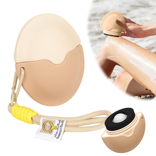 Sunscreen Applicator, Portable Refillable Applicator Roll on Sponge Suncream & Lotion Applicator for Women, Adult, Kid, Family Travel, Silicone Washable (Khaki)