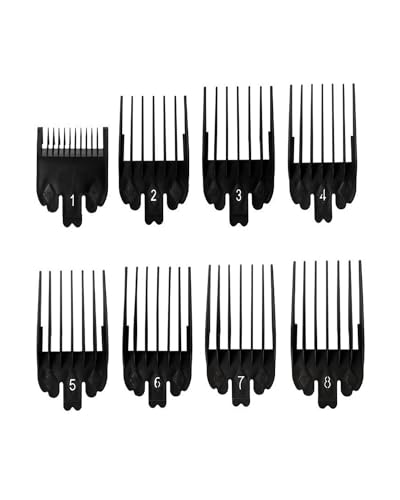 8 Pcs Professional Hair Clipper Combs Guides, Hair Clipper Combs Guides Replacement Guards Set #3171-400 â€“ 1/8â€ to 1â€ Fits Most Size Clippers/Trimmers, Black