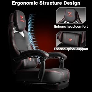 VITESSE Big and Tall Gaming Chair 400lb Weight Capacity with Footrest, Ergonomic Video Game Chair for Adults with Oversized Headrest and Lumbar Pillow, Computer Chair Gaming for Office (Black+Red) VITESSE Big and Tall Gaming Chair 400lb Weight Capacity with Footrest Ergonomic Video Game Chair for Adults with Oversized Headrest and Lumbar Pillow Computer Chair Gaming for Office BlackRed
