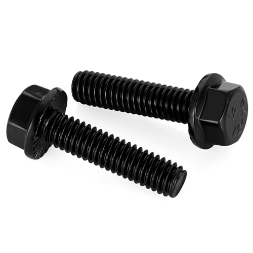 Image of Mellewell 5 /16-18 x 1-3 /4 inch Flanged Hex Head Bolts Flange Hexagon Screws, Stainless Steel A2 Black Finish, DIN 6921, 10 PCS