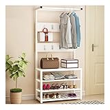TIWAJO All-in-One Hall Tree with Bench, Coat Racks, and Shoe Bench for Entryway Organization