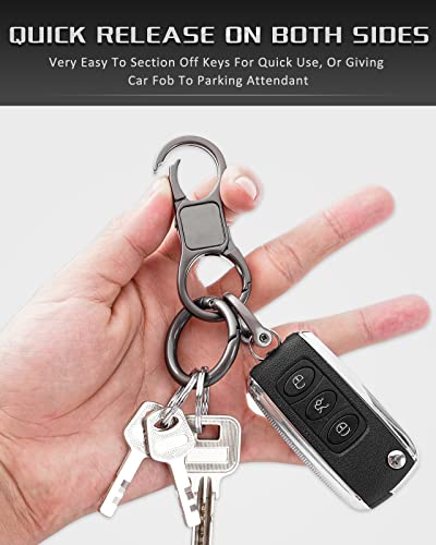 Daygos Car Keychain Clip With Quick Release Key Rings, Universal Key Fob Holder With 4 Detachable Keyrings, Heavy Duty Car Keychain Organizer For Men And Women #TOP1