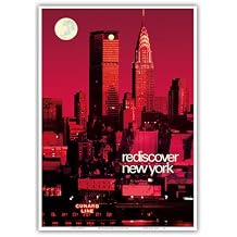 Rediscover New York - Chrysler Building MetLife Building - Vintage Railroad Travel Poster by Bill Carter c.1960s - Master Art Print Unframed 10in x 14in
