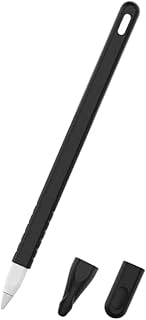 جراب رفيع للغاية متوافق مع قلم ابل الجيل الثاني من السيليكون لقلم 2 اغطية واقية لطرف القلم متوافقة ايباد برو اسود