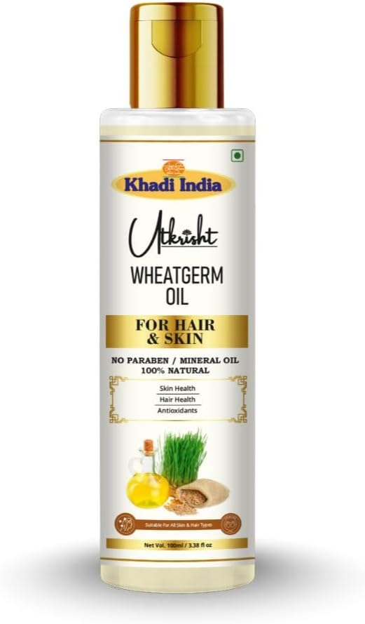 Khadi Wheatgerm Oil For Skin & Hair 100ml | Herbal Oil For Hair Growth & Nourishing Skincare | Non Sticky, Paraben & Mineral Oil Free | Suitable for All Hair Types | Daily Use for Men & Women