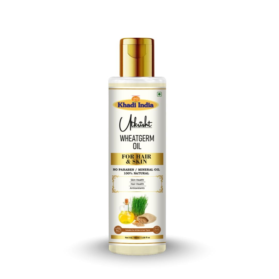 Khadi Wheatgerm Oil For Skin & Hair 100ml | Herbal Oil For Hair Growth & Nourishing Skincare | Non Sticky, Paraben & Mineral Oil Free | Suitable for All Hair Types | Daily Use for Men & Women