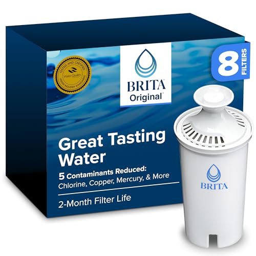 Image of Brita Standard Water Filter for Pitchers and Dispensers, BPA-Free, Reduces Copper, Cadmium and Mercury Impurities, Lasts Two Months or 40 Gallons, Includes 2 Filters