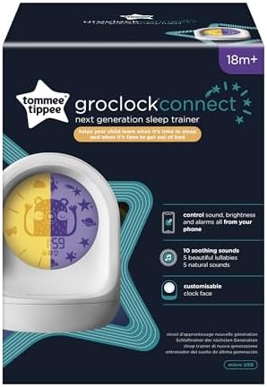 Tommee Tippee Sleep Trainer Clock, Timekeeper Connected Sleep Aid, From the Creators of the Groclock, App-Enabled Alarm Clock and Nightlight for Children