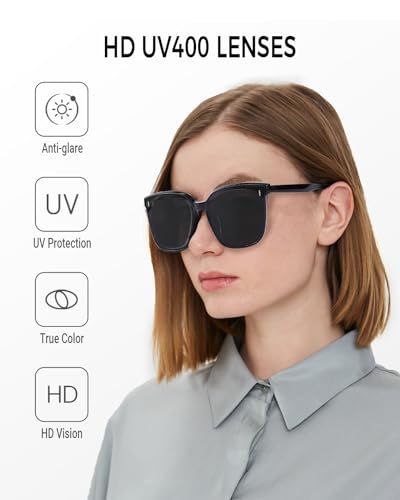 Square Sunglasses for Men Women, Classic Retro Style with TR Frame UV400 Protection Oversized Sun Glasses4