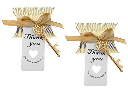 50pcs Skeleton Key Bottle Opener Wedding Party Favor Souvenir Gift with Candy Box