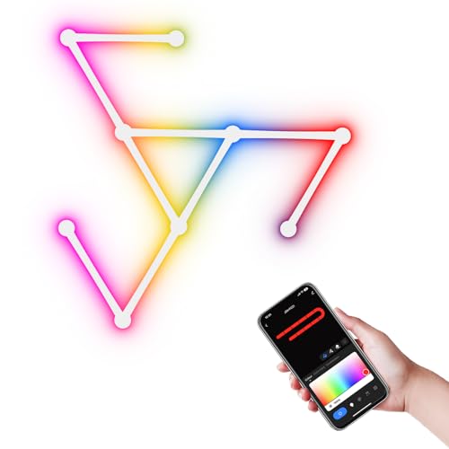 elice RGB Smart LED Gaming Light Lines, Music Sync Home Wall Creative Decor Light Bars with 16M+ Colors & 40+ Sence Modes, Wi-Fi LED Wall Lights for Gaming Room, Living Room, Bedroom (9 Pcs, White)