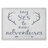 salle de bain antidérapant super absorbant l'eau,Mots calligraphiques d'aventure Antlers et flèche sur fond pointillé grunge gris taupe,Antidérapant à Poils Longs en Absorbant Tapis Salle 60*100CM