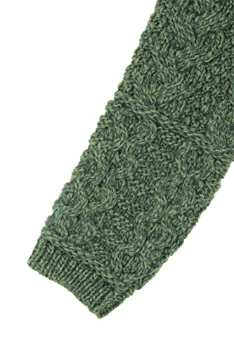 Aran Crafts Wool Hoody Button Cardigan, 100% Super Soft Wool, Authentic & Traditional, Classic Fisherman Sweater-Style Knit, Made In Ireland, Hd4637-Lg-Agre Army Green #TOP4