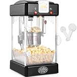 VEVOR Máquina para Hacer Palomitas de Maíz, 300 W, Máquina para Hacer Palomitas de Maíz de Sobremesa con Puerta de Polipropileno, Incluye 2 Palas y Bandeja, Estilo Cine, Negro, 240 x 275 x 475 mm