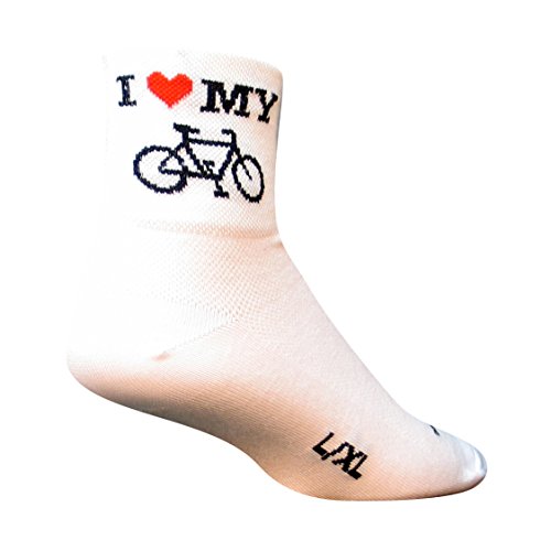 SockGuy, Adults' Classic Socks - Small/Medium, Heart My Bike