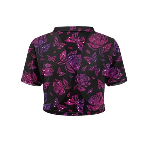 Image of Womens Short Sleeve Cardigans Lightweight Summer Cardigan Trendy Bolero Shrug Cute Floral Cardigan Sheer Bolero