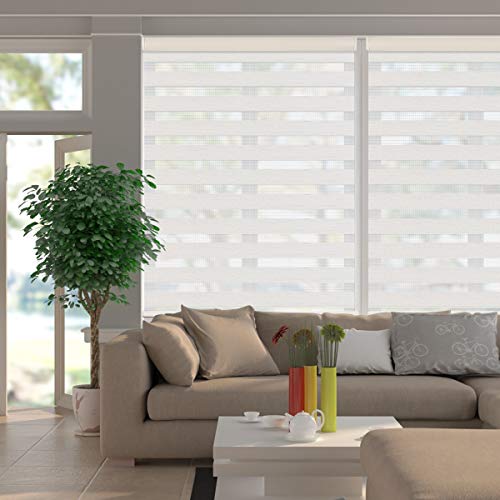 Keego Window Blinds Custom Cut to Size, Hemp Zebra Blinds with Dual Layer Roller Shades, [Size W 34 x H 72] Dual Layer Sheer or Privacy Light Control for Day and Night - Thumbnail 4