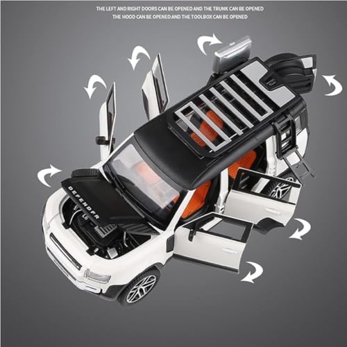 Image of Range Rover Defender 1:32 Scale Model Car Exclusive Alloy Metal Pull Back Die-cast Car Metal car with Openable Doors & Light Music Best Gifts Toys Kids【Colors as Per Stock】(Defender 1:32)