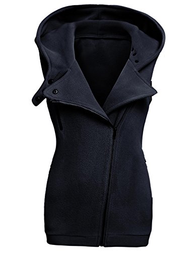 Preisvergleich Produktbild cooshional Damen Weste Sweatweste mit Kapuze Elegant Herbst Winter Übergangsweste Wollweste Ärmellose Jacke, Marineblau, Gr. S