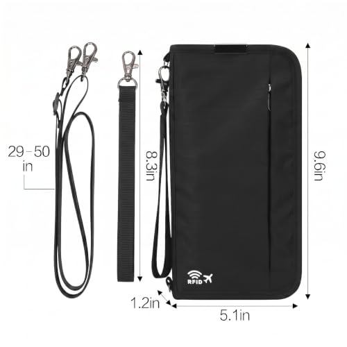 Image of Neck Wallet Lightweight RFID Blocking Waterproof Travel Pouch Passport Wallets for Women Men