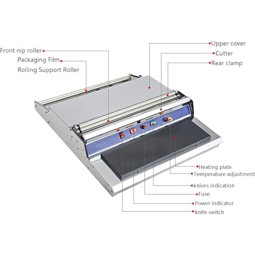 Máquina de embalaje manual con temperatura ajustable y placa de calefacción integrada para sellado térmico y envoltura con película de plástico