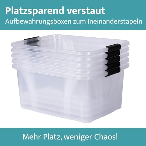 Aufbewahrungsbox + Deckel L 51 x B 38,5 x H 23 cm - 32 Liter transparent stapelbar | Transportbox transparent… – Ansicht 3