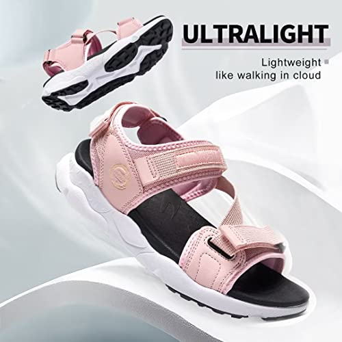 Megnya Womens Outdoor Walking Slide Sandals With Arch Support, Comfortable Orthopedic Sandals For Neuropathy Tendonitis, Lightweight Hiking Sandals Slip Resistant Pink Size 8 #TOP4