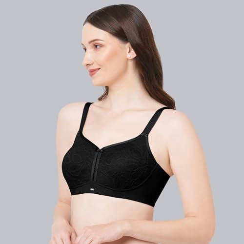 Image of SOIE Women Non Padded Non-Wired Full Coverage Minimizer Lace Bra