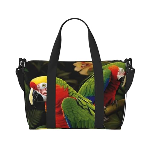 Travel Duffel Bag for Women, Large Shoulder Weekender Overnight Bag, Sport Gym Bag for Men, Carry On Tote Bags, Tropical Parrot Luggage Bag for Travel Essentials