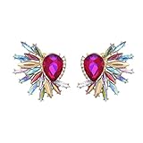 Vintage Rhinestone Statement Earrings for Women Girls Colorful Crystal Cluster Drop Dangle Earrings