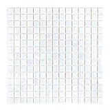 URBN Contemporary Pearl White Iridescent Glass Mosaic Tile for Kitchen and Bath - One Box of 20 Shee