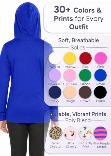 Image of Shirts for Girls Long Sleeve Crew Neck Top, Hoodie or 3 /4 Sleeve Soft Stretch Kids Lightweight Size 2-16