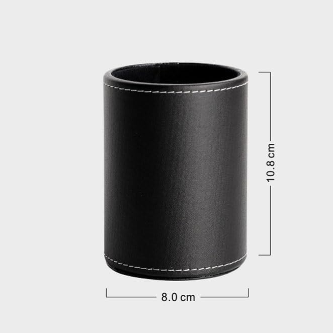 HBJWOV Business leather circular pen holder desktop stationery storage box creative and fashionable image 3
