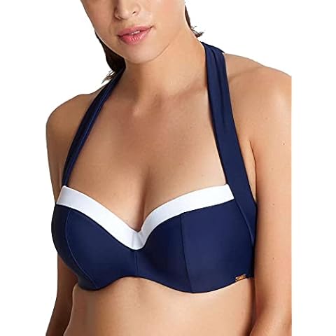 Panache Swim Women's Anya Cruise Bra Sized Molded Padded Multiway Bikini Top, Navy/White, 38GG Cover