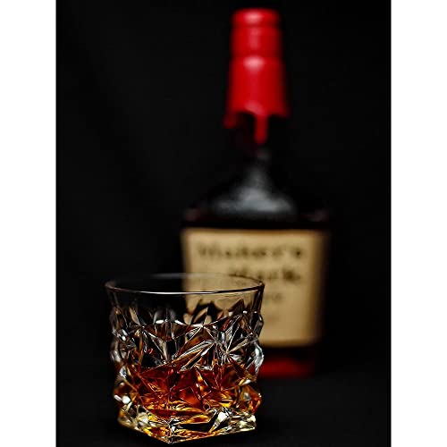 Copos de uísque Diamond – Conjunto de 4 – da Vaci + 4 porta-copos para bebidas, Bourbon feito de cri