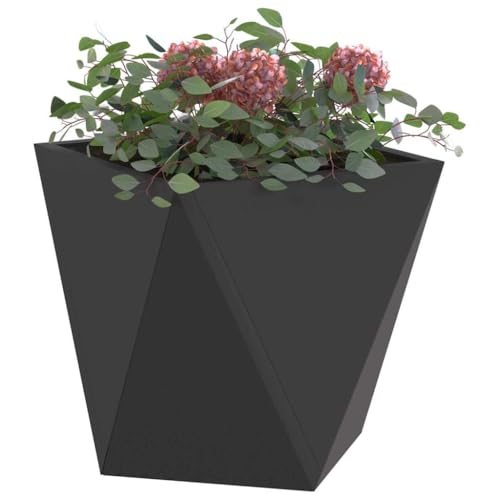vidaXL Jardinera 2 pcs Negro 30 x 30 x 30 cm Acero, Jardin y Terraza, Caja de Acero Resistente, Contenedor Rectangular para Plantas, Decoración Exterior