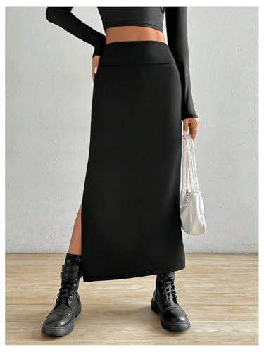 SOLY HUX Women's High Waisted Split Hem Skirt Bodycon Casual Long Skirts4