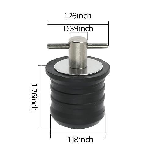 Nayciiy 4 Pcs Boat Plug Snap Plugs T Handle Boat Drain Plug Rubber Plugs with Brass/Stainless Steel Handle Marine Twist Plug Boat Accessories (Stainless Steel, 1.25 Inch) by Nayciiy - Image 2