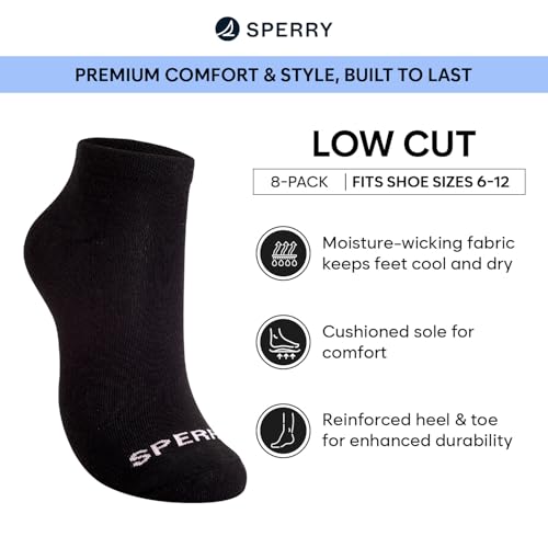 Sperry Men’s 8-Pack Cushion Comfort Low Cut Ankle Socks - Breathable Moisture-Wicking Athletic Low Cut Socks for Everyday Use2