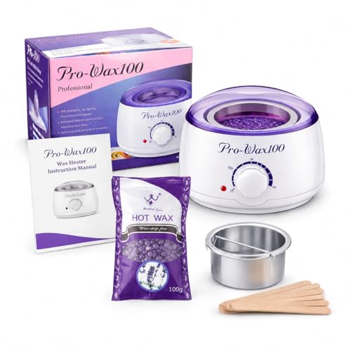 Image of Wax Heater Machine Combo 100gm Brazilian Stripless Formula for Face & Body with Spatula, Ideal for Upper Lips, Chin, Cheeks, Hairline, Bikini & Legs, Automatic Heating (Wax heater + Wax kit combo)