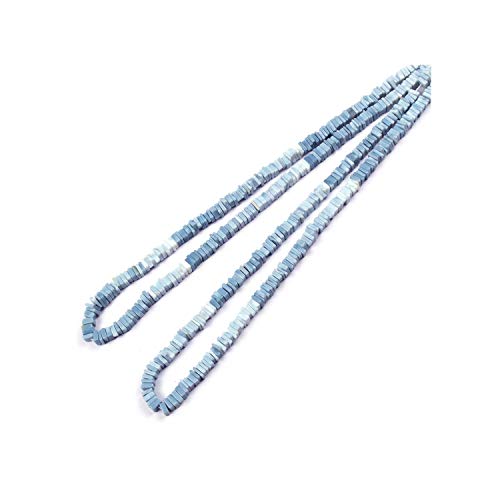Perles semi-précieuses opale bleue naturel Heishi carrées 5mm pour création collier
